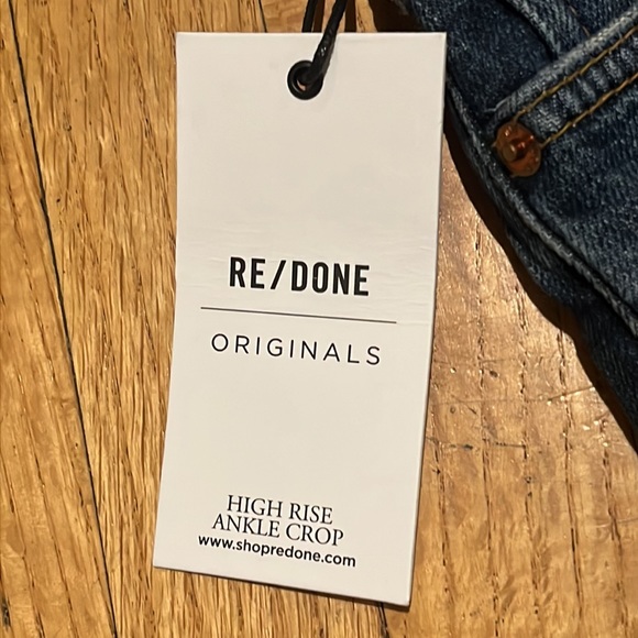 Re/Done Originals High Rise Ankle Crop Midnight Blue - Picture 8 of 15